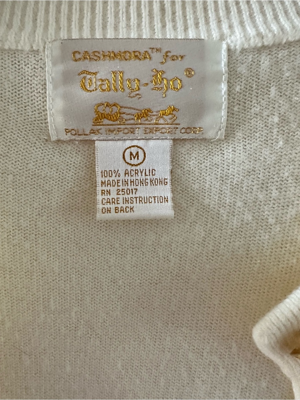 Cream Button-Front Women's Cardigan with Gold Buttons - Picture 2 of 8